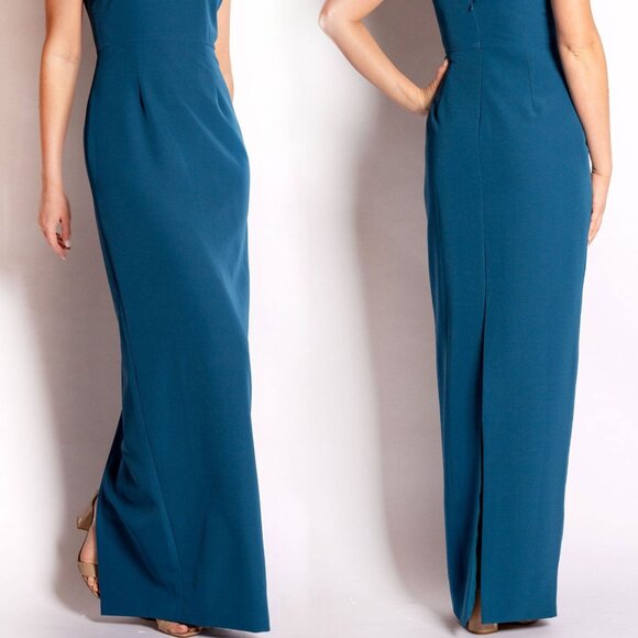 NEW CAMILYN BETH Maxi Dress Teal The Alexandria Gown Sleeveless Size 2 - Picture 2 of 7